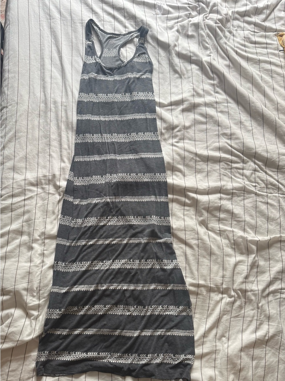 Mossimo Supply Co. Gray and White Striped Racerback Maxi Dress